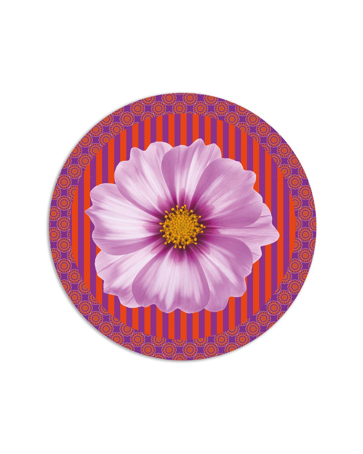 tovaglietta tonda flower power fiore lilla arancio viola