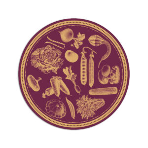 Tovaglietta Tonda Vintage Veg – Bordeaux Giallo
