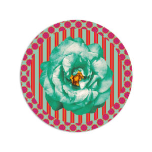 Tovaglietta Tonda Flower Power – Fiore Verde Acqua